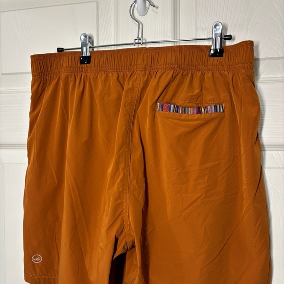 Wowie Nomad Shorts Men Large Burnt Orange Aztec Trim Drawstring Chino Outdoor 7” - Picture 5 of 11